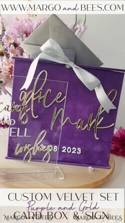  CARD BOXES velvet card boxes Gift Card Box & Cards well wishes Sign Set , Velvet Purple wedding wishing well money gift card box, Personalized Wedding Card Box, Luxury Card Box, Wedding Card Box with Lid, Wedding Money Box, Wedding Card Box4