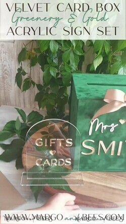  CARD BOXES velvet card boxes Gift Card Box & arch Sign Set , Velvet green wedding wishing well money gift card box, Personalized Wedding Card Box, Greenery Luxury Card Box, Wedding Card Box with Lid, Emerald Wedding Money Box, Garden Wedding Card Box17
