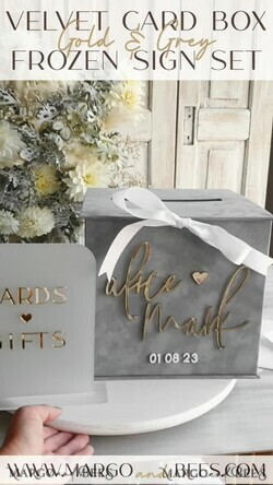  CARD BOXES velvet card boxes Card Box, Wedding Card Box with Lid, Spring Wedding Money Box, Wedding Card Box with slot and cards and gift frozen acrylic sign set, wedding wishing well acrylic money gift card box and plexi cards gifts set19