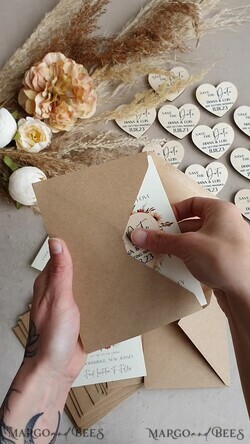 DATEN MERKEN rustikale Boho-Magnete Hochzeits-Save-the-Date-Karte und Herzmagnet, Beige Elfenbein Save Our Date Magnete, Boho Save Our Date Karten aus Holzmagnetkarten4