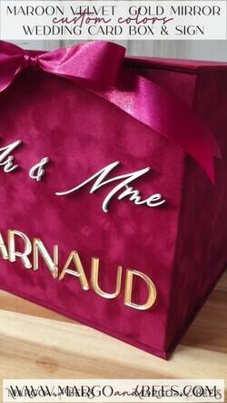  CARD BOXES velvet card boxes burgundy Card Box & arch acrylic sign , Maroon Wedding Card Box with Lid, Marsala Wedding Money Box, Wedding Card Box with slot  cards & gift Arch acrylic sign set27