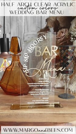 TABLE DECOR SIGNS Acrylic table decor Numbers Acrylic Half Arch Clear Bar Menu, Transparent Acrylic Gold Bar Menu,  Gold Plexi Drink Bar Menu, Plexi Glas Luxury Wedding Drink Bar Table Decor, Wedding Signage Golden Mirror Bar Menu12