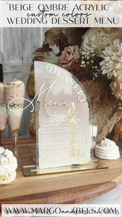 TABLE DECOR SIGNS Acrylic table decor Numbers Acrylic Arch Beige Ombre Dessert menu, Clear Acrylic gold Taupe Candy Bar Sign, Nude Gold Plexi Table Arch Menu, Luxury Beige Ombre Wedding Table Decor, Wedding Signage Golden mirror Dessert Menu19