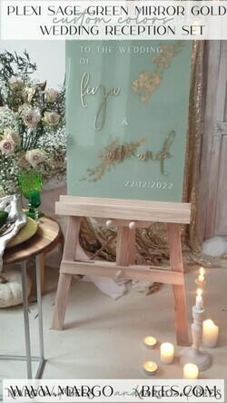 TABLE PLANS AND WEDDING WELCOME SIGNS plexi gold / velvet Acrylic Sage Green & Gold Wedding Welcome Sign, Painted Acrylic & gold Wedding Welcome Sign, Greenery Gold Plexi Wedding Welcome Sign,  Luxury Wedding Wedding Welcome Sign, Tuscany Wedding Signage Golden mirror Wedding Welcome Sign17