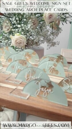 PLACE CARDS / TABLE CARDS Acrylic Gold Clear / Wood 3D Acrylic Arch Sage Green Flat Place Card with stand, Painted Acrylic & Gold Flat Place Card, Greenery Gold Plexi Flat Place Card, Garden Luxury Wedding Table Decor21