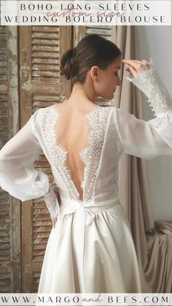 BRIDE bolero, robes, garter LACE WEDDING BOLERO Ivory Silk and Lace Wedding bolero long sleeve, Shrug Women Wedding, Bridal Backless Coverup, Ivory Blouse for Bride, Bridal Lace Blouse, dress capalet21