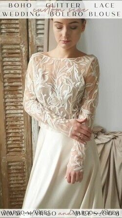 BRIDE bolero, robes, garter LACE WEDDING BOLERO Ivory Lace Wedding bolero puff sleeve, Shrug Women Wedding, Bridal Backless Coverup, Ivory Blouse for Bride, Bridal Lace Blouse, dress capalet8