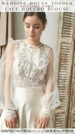 BRIDE bolero, robes, garter LACE WEDDING BOLERO Ivory Lace Wedding bolero long sleeve, Shrug Women Wedding, Bridal Backless Coverup, Boho Blouse for Bride, Wedding Dress Topper17