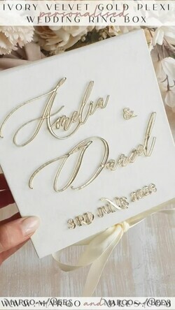 RINGTRÄGERBOXEN & KISSEN Samtkästchen für den Trauungszeremonie Elfenbein Hochzeitsringboxen sein ihre, Luxuriöse Samt goldene Ringbox doppelt, Garten Hochzeitsringbox, ecru Hochzeitsbox für Trauringe22