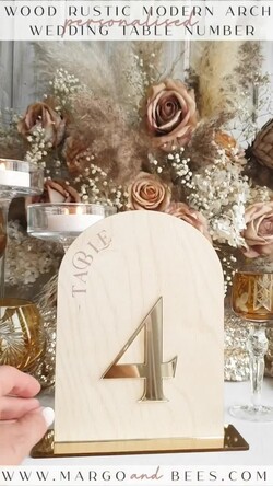 TABLE DECOR SIGNS Wood Eco Rustic Table numbers Rustic Wood Arch Wedding Table Numbers, Wooden Gold Plexi Table Numbers, Country Barn Wedding Table Decor, Wedding Signage Wood Golden mirror table numbers12