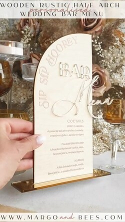 TISCHDEKORATIONSCHILDER   Holz Eco Rustikale Tischnummern Rustikales Holz-Halbkreis-Dessertmenü mit Ständer, Landhaus Holz Acryl gold Süßigkeitenbar-Schild, Natürliches Holz Gold Plexiglas Tischdessertmenü Hochzeits Tischdekoration, Hochzeitsschild Goldener Spiegel und Holz Süßigkeitenbar-Menü10