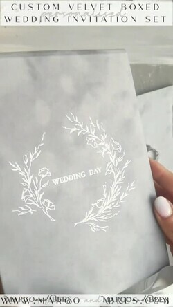 WEDDING INVITATIONS Invitations for VIP/ boxed Invites for Parents Luxury Silver Foil Wedding Invitation Box, Acrylic invitation in Velvet Box, Romantic Velvet Wedding Cards, Bespoke silver Wedding Stationery, Luxury  Invitations15