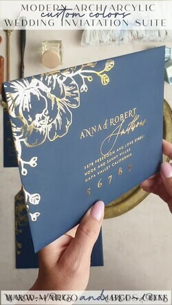 WEDDING INVITATIONS gold / rose gold / silver / glitter Navy Gold Arch Wedding invitations, Plexi Pocket Velvet Wedding Invitations, Dark Blue Gold Wedding Invitation Suite, Elegant  Wedding Cards33