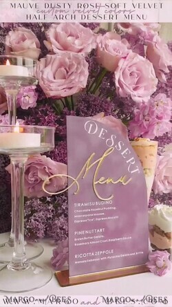 TABLE DECOR SIGNS Velvet table Numbers and Decor Mauve Velvet Arch Dessert menu, Dusty Rose Candy Sign, Gold Purple Plexi Table Arch Cake Bar Menu, Luxury Acrylic Wedding Table Decor, Wedding Signage Golden Lillac11