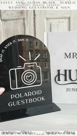 HOCHZEITS-GÄSTEBÜCHER Instax Sofortbildbuch Schwarz & Weiß Samt Acryl Hochzeitsgäste Buch personalisiert & Signaturset, Samt elegantes Sofortfoto Buch Boho Elegantes Instax Gästebuch19