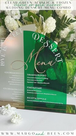 TABLE DECOR SIGNS Acrylic table decor Numbers Acrylic Arch Emerald Green Dessert menu, Green Acrylic gold Candy Bar Sign, Green Gold Plexi Table Arch Menu, Luxury Greenery Wedding Table Decor,10