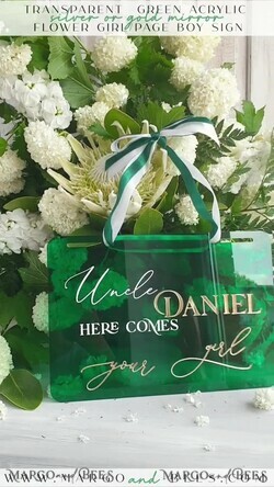 FLOWER GIRL / Page Boy SIGNS acrylic flower girl / page boy signs Personalised Arch acrylic wedding Page Boy sign, Green Gold acrylic Page boy sign, Emerald Green acrylic flower girl sign, flower girl wedding day sign, 10