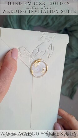 WEDDING INVITATIONS embossed invites  Bespoke Embossed Blind Sage green Gold Wedding Invitation, Golden greenery deboss  Floral Wedding Invitation, Modern Garden Debossed Invitation suite,  Cotton paper wedding invitation suite, Wedding Invitations golden23