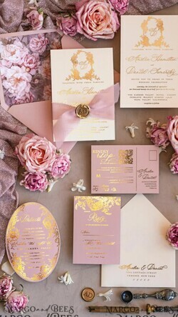 WEDDING INVITATIONS Vintage Baroque Vintage Baroque Wedding Invitation suite  Beige Golden Fine art Roses Wedding Invitations with rsvp Victorian wedding crest Chinoiserie Invites Royal Ornamental frame9