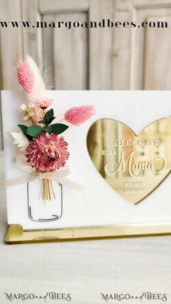 Geschenke zum Muttertag Grußkarten für Mama Acryl-Statuette mit Widmung & Trockenblumen – Muttertagskarte mit Herz Geschenk für Mama zum Muttertag.2